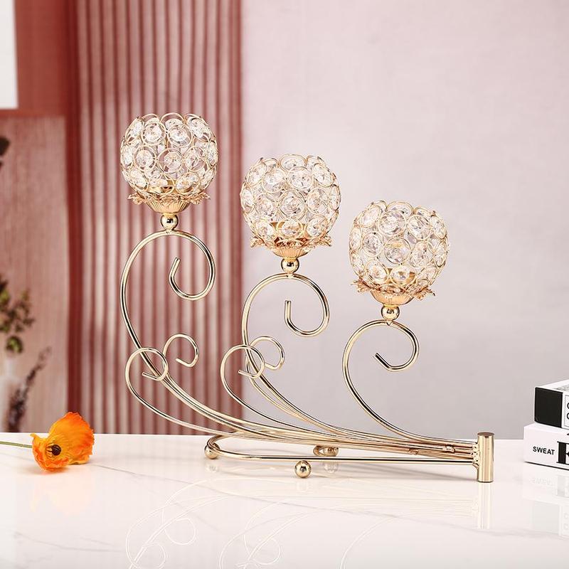 Product Introduction of 3-head Metal Candle Holder, 1 Count Vintage Candlestick Holder, Decorative Candle Holder for Home Living Room Bedroom Dining Room Wedding Party 5