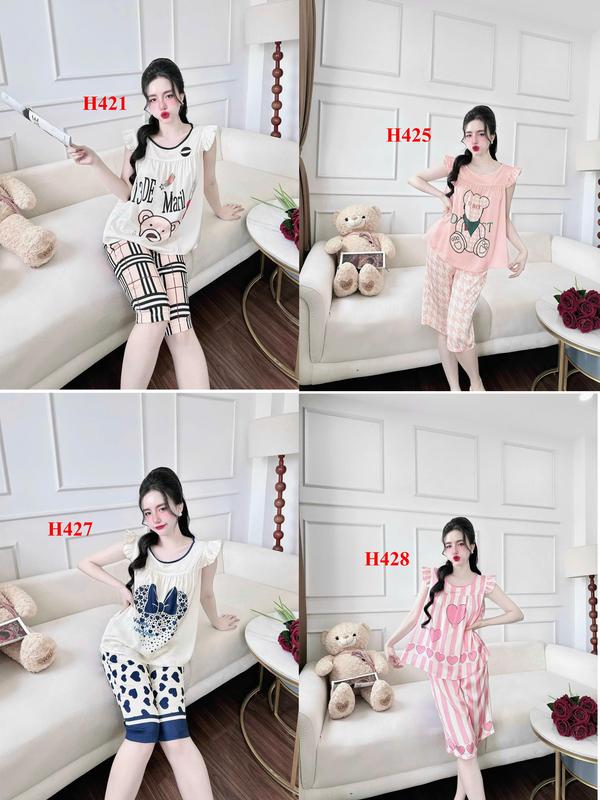 (38-70kg) Đồ Ngủ Pijama  tay cánh tiên quần lửng mềm mát mặc nhà