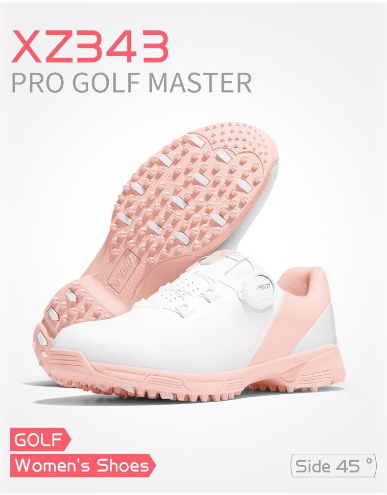 Product Introduction of [PGM] Golf Shoe Women's Waterproof Sneakers Anti-Slip Lightweight Knob Comfortable Shock-Absorbing Mid-Sole Nail-Free Shoes Xz343 26