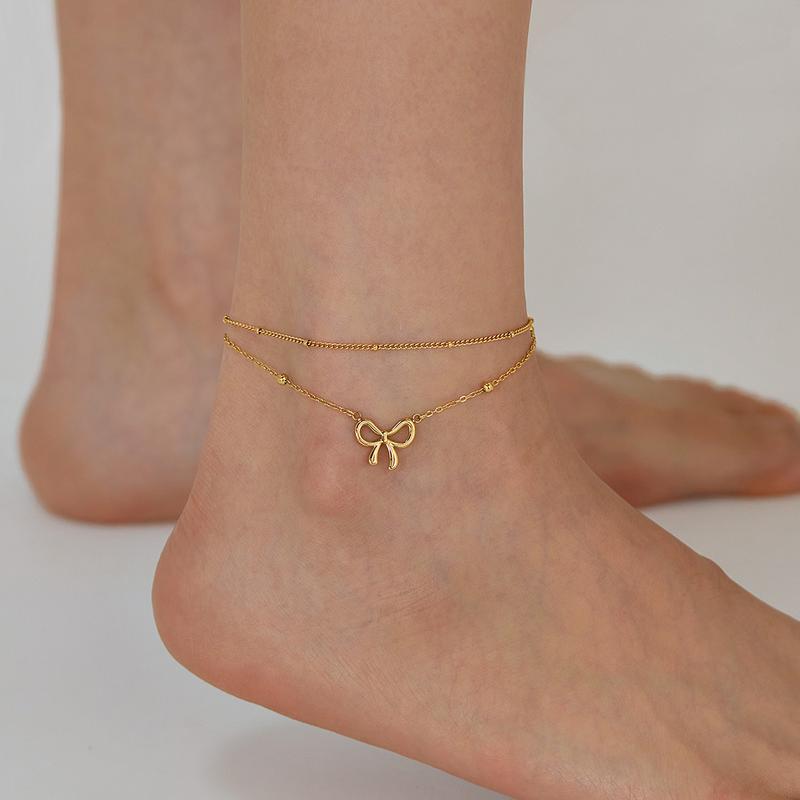Product Introduction of Stainless Steel Anklet for Women with Bowknot, Unique and Versatile Beach Accessory for Various Occasions anklet 5
