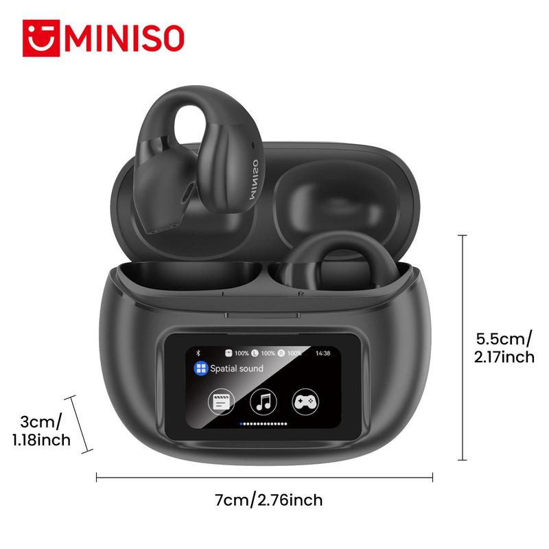 MINISO X29 Wireless Earphone, Clip-ear Design Earphone with Touch Control Display, Stereo Sound Wireless Earbuds for Sports, Gaming, Calling, Video, Headphones 1