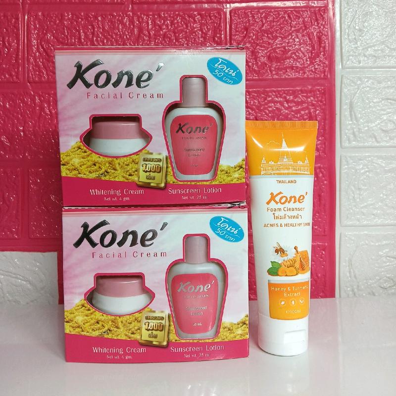 Combo kem kone dưỡng trắng da thái Lan (2 hộp kem mặt +1 chai sữa rửa mặt)