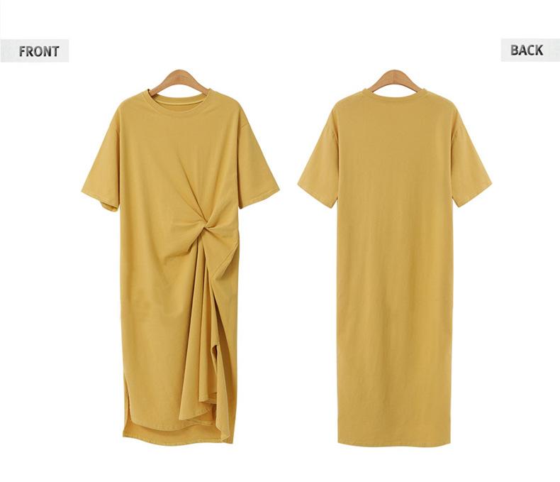 Product Introduction of Women's Short-Sleeved T-shirt 2024 Summer New Korean Style plus Size Women's Loose Slim Overknee Long T-shirt Skirt Top Clothes✨0831✨ 3