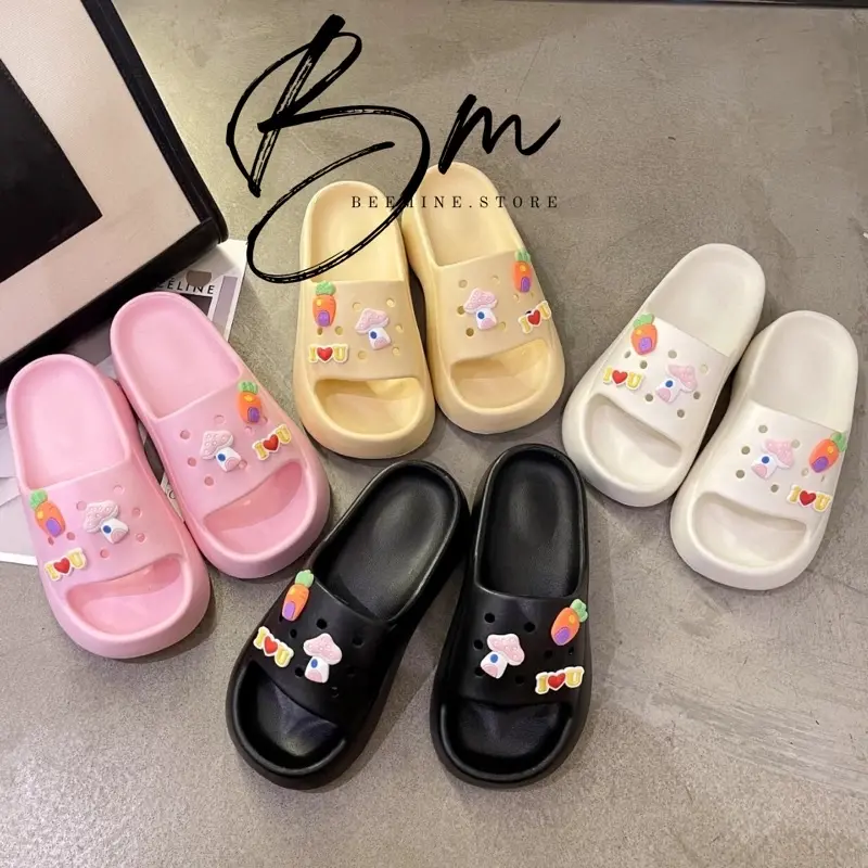 Sandal Wanita Jelly Wedges Platfrom Tebal Dengan Jibbitz Terbaru Balance 7002 Flat Pantai