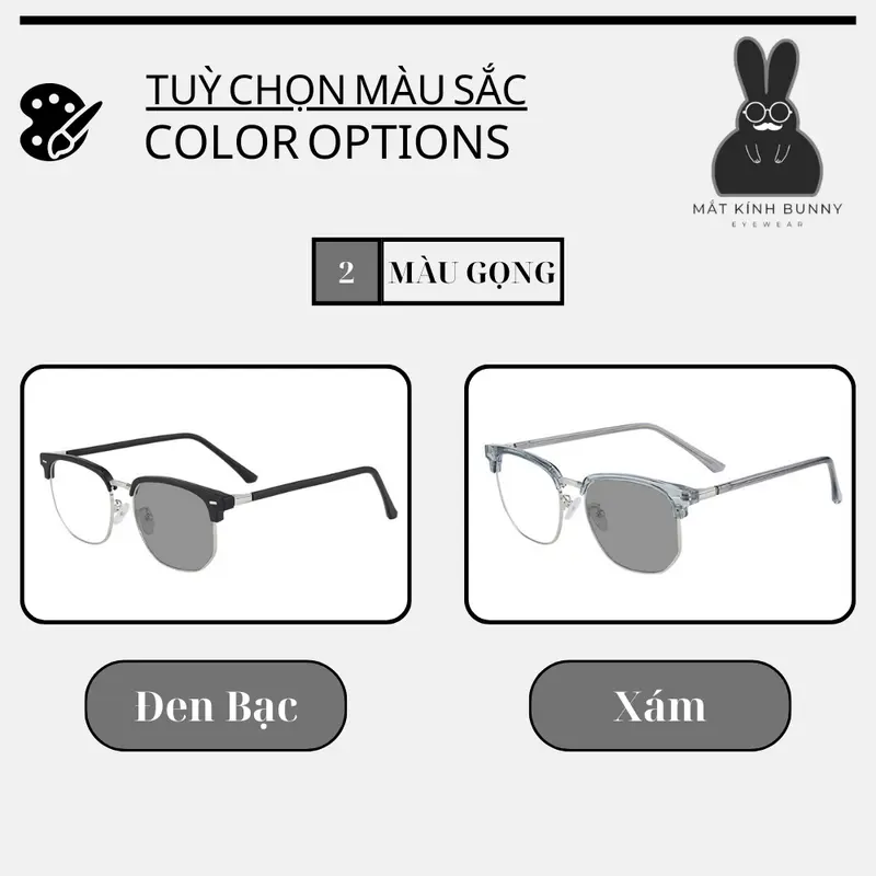 Mã X39 - Kính cận đổi màu kiểu dáng hàn quốc cho nam nữ chống tia uv form vuông 4