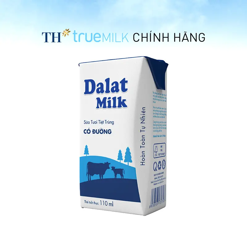 Thùng 48 hộp sữa tươi tiệt trùng Dalatmilk có đường 110 ml (110 ml x 48) 2