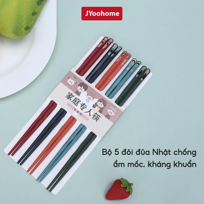  SET 5 Đôi đũa ăn Nhật Bản kháng khuẩn chống ẩm mốc JYoohome Đũa ăn sợi thuỷ tinh chịu nhiệt cao cấp 