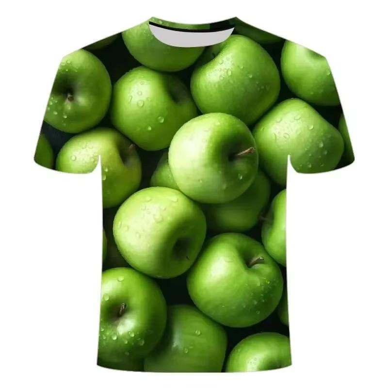 Product Introduction of Green Red Pepper 3D Printed T-shirt Vegetables Fruits Pattern Design Cool T Shirts 2024 Summer Fashion Leisure Men's Wear Tees 28