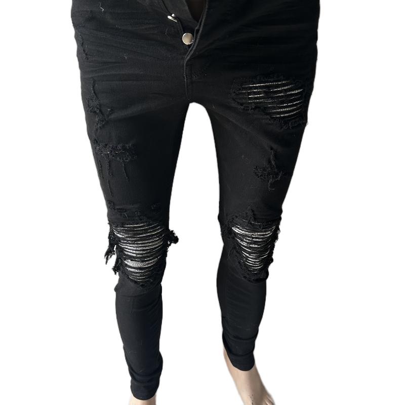 Quần vá kim tuyến bạc ôm sát chân đầy đủ tem khuy tag sườn Nam Jean Menswear Pants quan nam jean  dx vladak  vá quần  jean