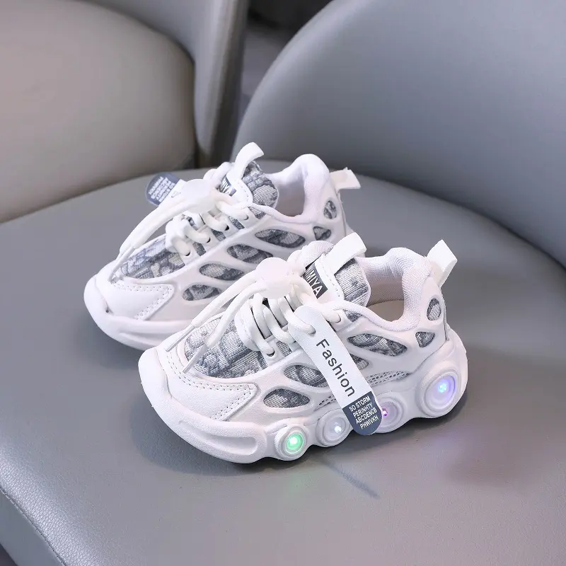 Giày Hợp Xu hướng Có Đèn LED, Dành Cho Trẻ Em, Thích Hợp Cho Bé 1-6 Tuổi, Lưới Ruy Băng Chữ Cái, Thoáng Khí, Giày Nhẹ Thường Ngày Được Khuyến Nghị Nên Lựa Chọn Lớn Hơn Một Cỡ, 2023 7