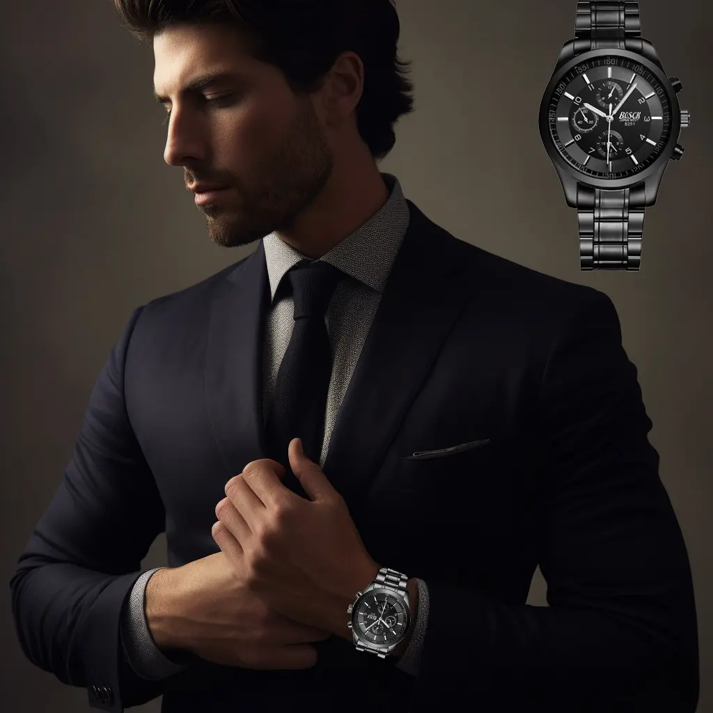 Bosck Man 8251 นาฬิกาข้อมือ ผู้ชาย สายเหล็ก แฟชั่น สายสแตนเลสเงิน หน้าปัดมีวันที่ กันน้ำได้ รุ่น Bosck Men-8251