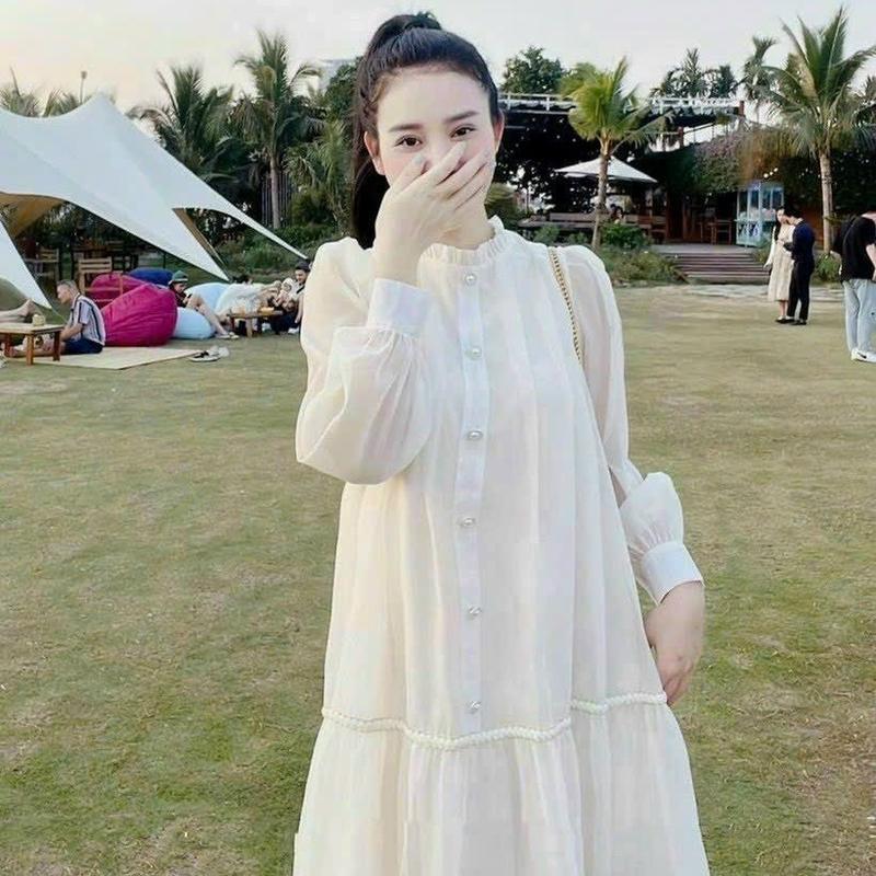 Váy Bầu Tơ Hai Lớp Mềm Mại Xinh Xắn Nữ Women 0