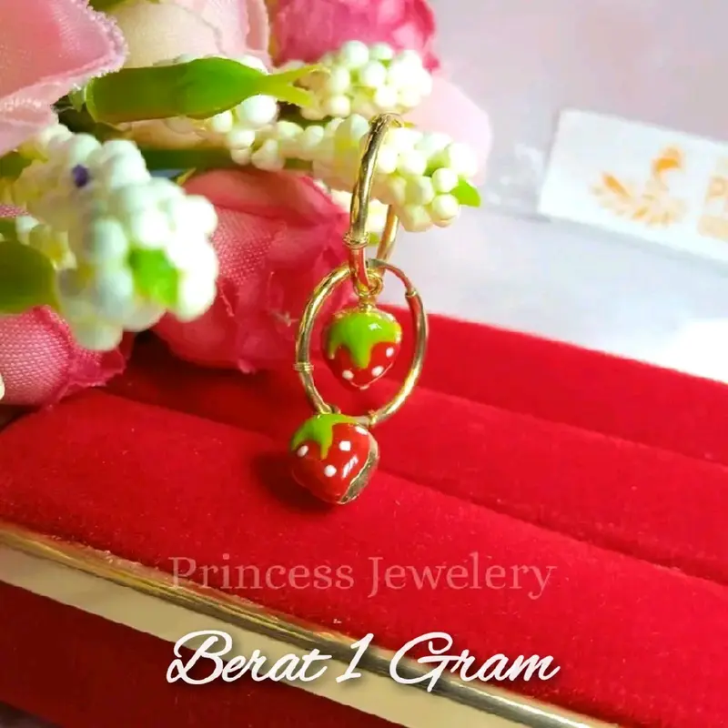 Anting Gipsy Strawberry 1 Gram 6K Princess Jewellery 1