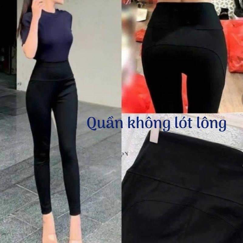 Quần Legging nữ cạp cao chất vải umi dày dặn không cắn chỉ màu đen nâng mông Quần tregging nữ siêu tôn dáng dài quần legging