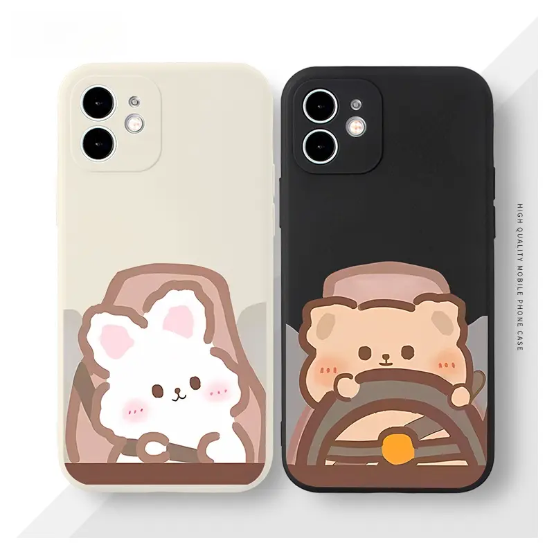 GUMAN Soft Silicone Matching Couple Set Cute Fun Shockproof Phone Case Compatible with iPhone Cases 16 15 14 13 12 11 Pro Max SE 2020 X XR XS 8 7 ip 6S 6 Plus Cover XYM1254