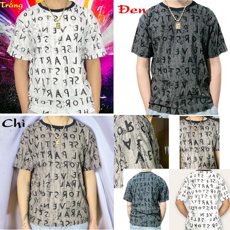   có Bigsize  Áo thun  hè cổ tròn UNISEX  chất liệu thun cotton rách họa tiết Chữ Cá Tính Menswear Nam Áo thun RÁCH 