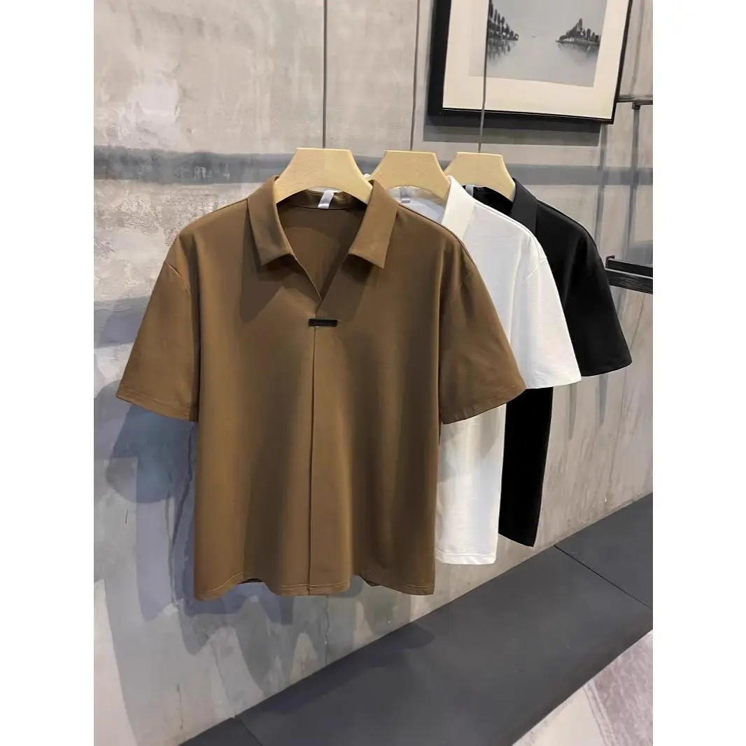 Men's Black Short Sleeve Shirt - Premium Wrinkle-Free & Easy Care Business Casual Shirt for Men |   Trendy Slim Fit Office & Streetwear Style (White Available)