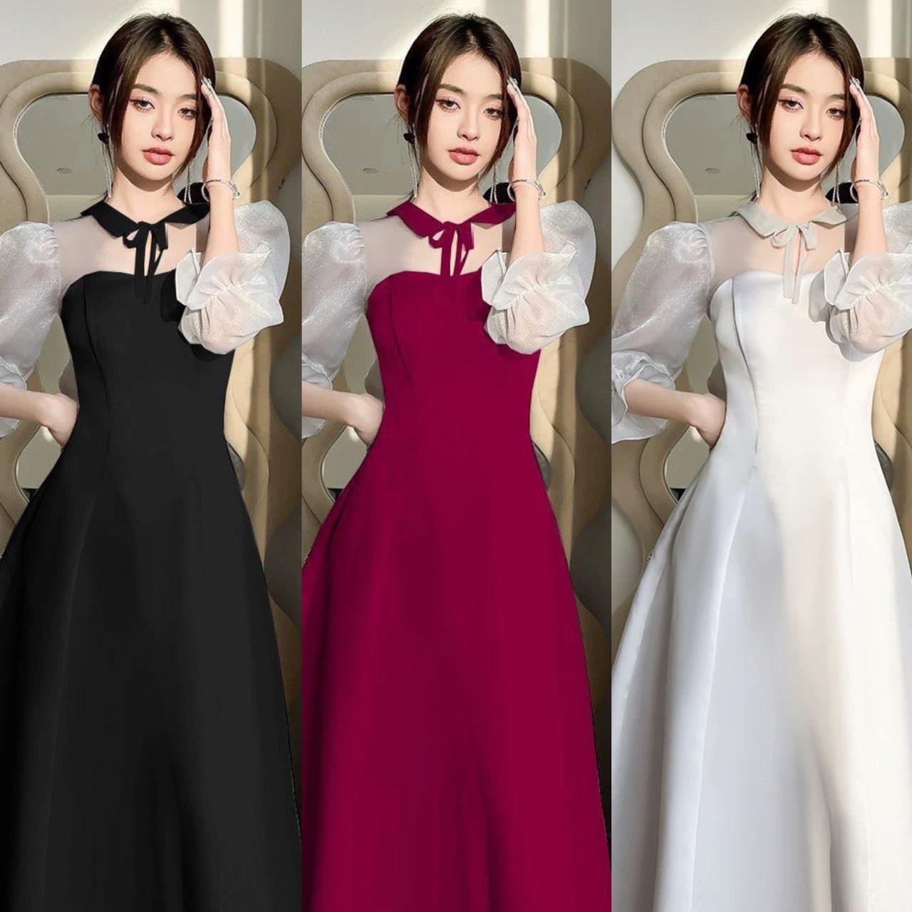 Thời Trang Bigsize Váy Dự Tiệc 50 - 100Kg Vải Cotton Lạnh Cao Cấp Thanh Lịch Nữ Dress Women Voan Đen - A.1100