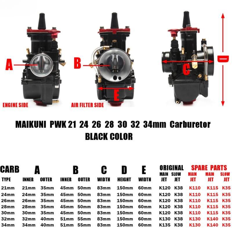High Performance Universal Modification Motorcycle Carburetor 21mm 24mm 26mm 28mm 30mm 32mm 34mm PWK Power Jet Carburettor Carb 1