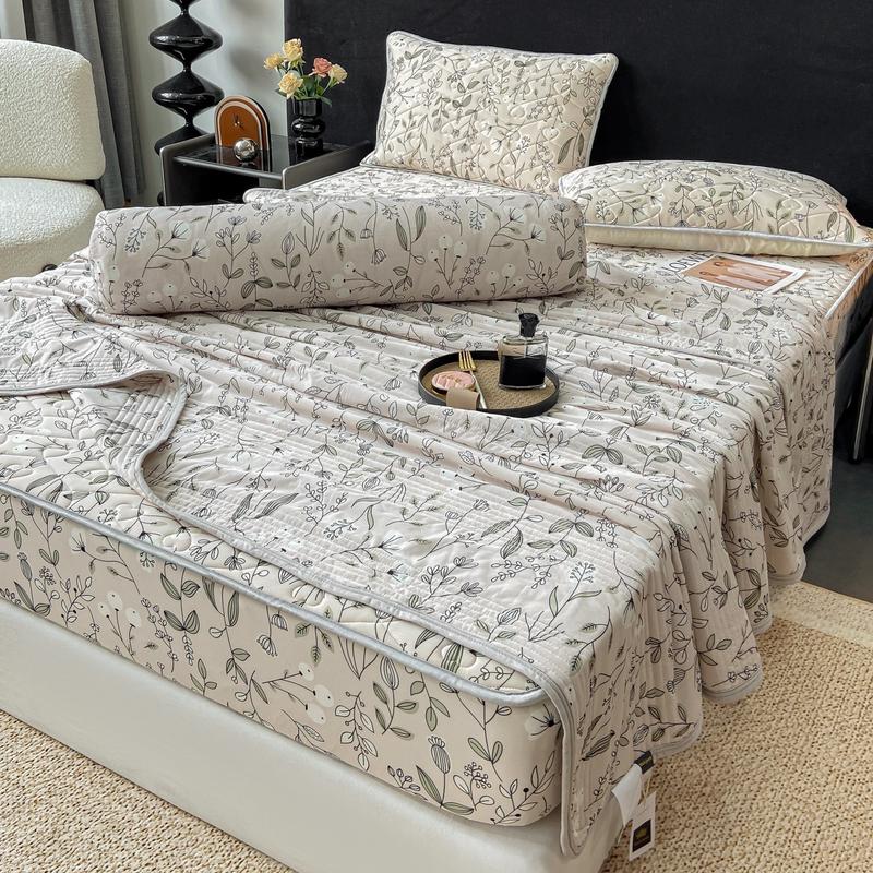 Product Introduction of Chiếu điều hoà kèm chăn thun lạnh. Sét 4 món gồm: 2 vỏ gối đầu, 1 chiếu điều hoà bọc đệm, 1 chăn thun lạnh 2mx2m3 17