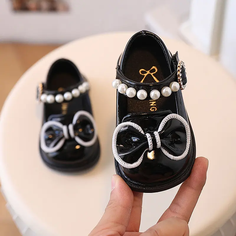 Giày Búp Bê Bé Gái Da Bóng Mềm Đính Nơ style Hàn Quốc sz 17-25 Mã M09 3