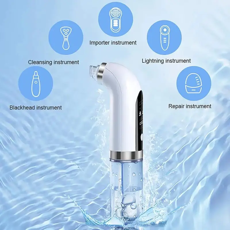 Facial Pore Vacuum Cleaner, 1 Count Facial Pore Vacuum Cleaner Handle with 6 Counts Multi-function Replacement Head, Facial Cleansing Products 5