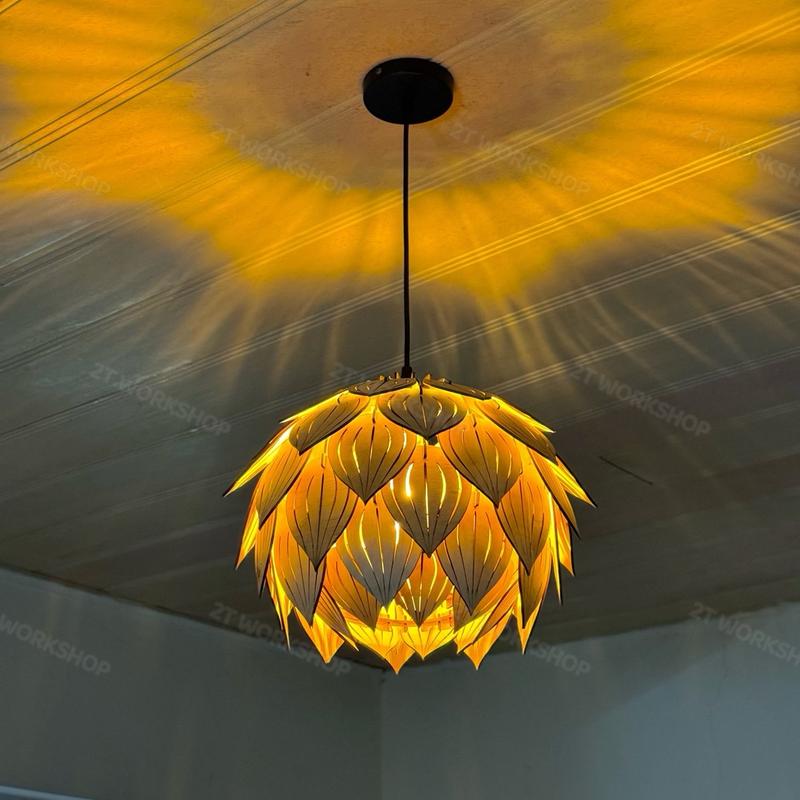 Đèn Thả Gỗ Trang Trí Decor Bông Sen 2T WORKSHOP DT30 6