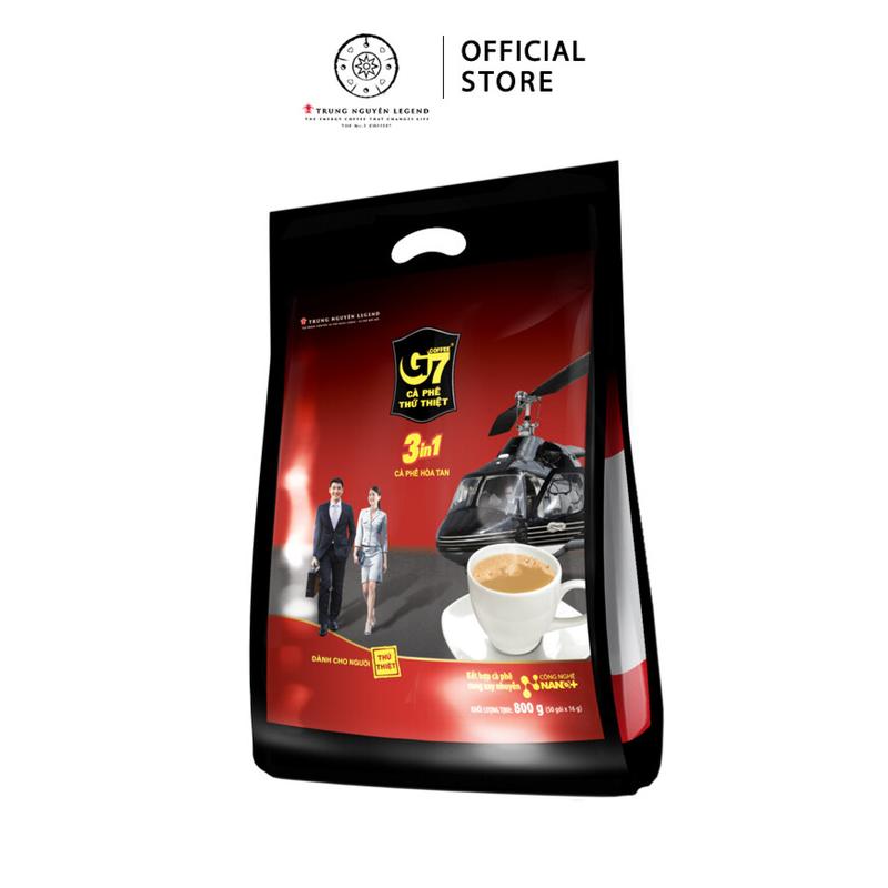Trung Nguyên Legend Coffee, Cà phê sữa hòa tan G7 3in1 - Bịch 50 sticks 16gr (gói dài) Cafe sữa cà phê 3 trong 1