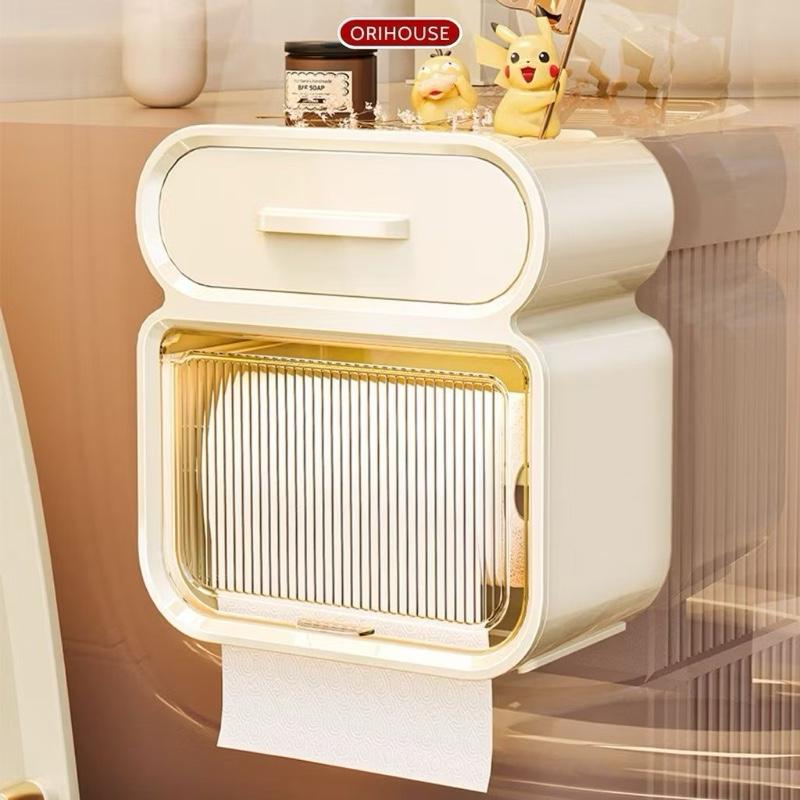 Hộp Đựng Giấy Vệ Sinh Có Nắp Đậy Size To,Có Ngăn Kéo 2 Tầng Tiện Lợi Dán Tường Chắc Chắn.Hộp Để Đồ Nhà Tắm Chống Nước