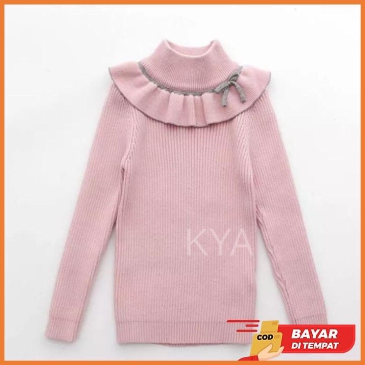 Baju Atasan Anak Cewe Cewek Perempuan Lengan Panjang Pariasi Pita Usia 1 - 6 Tahun Model Korea Style Terbaru Kekinian 4