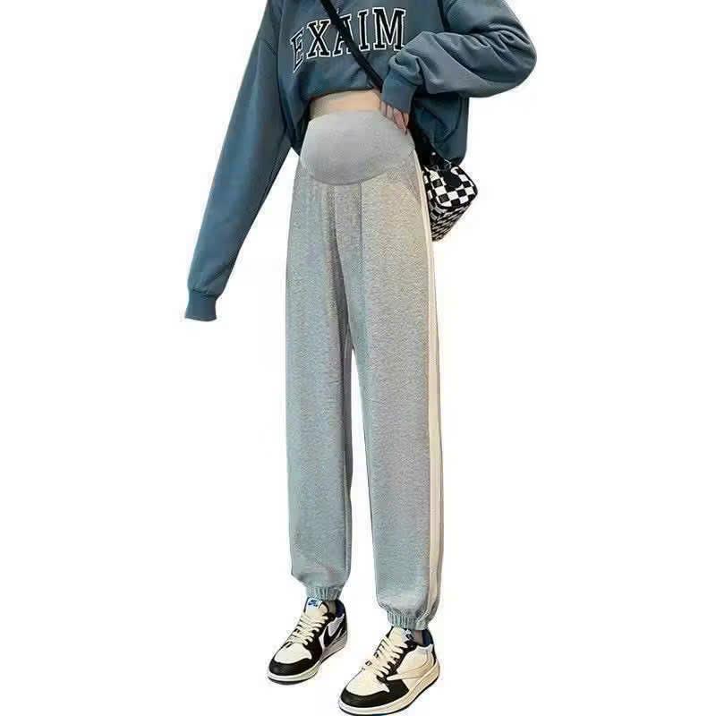  Quần bầu mùa đông chất nỉ da cá xịn form jogger kẻ sọc thể thao siêu xinh - Đầm Bầu Váy Bầu Cotton 