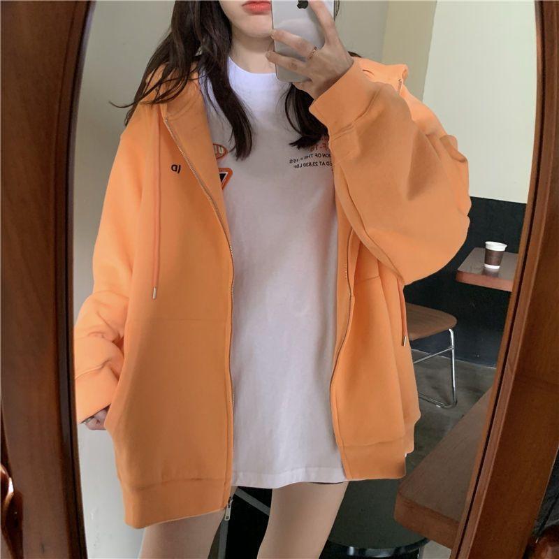 Product Introduction of Large Size Slimming Autumn and Winter Hoodie Coat Women's Ins Zipper Cardigan Fleece-Lined Thick Loose Sweater Women's Fashion 28