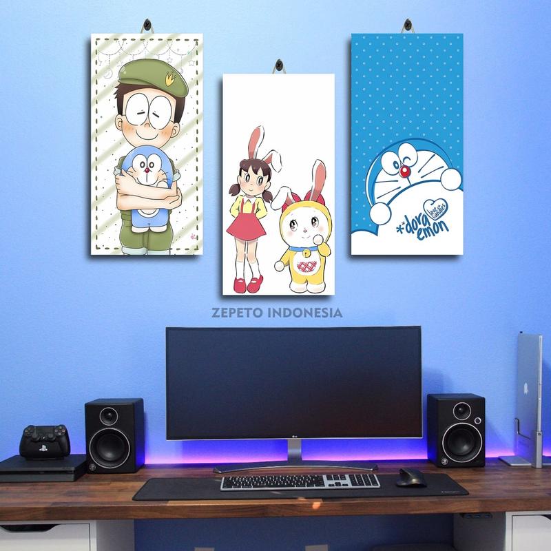 Hiasan Kamar Cartoon Wallpaper Doraemon Dinding 15X30 | Hiasan Dinding Anime Gambar Foto Doraemon | Hiasan Dinding Dekorasi Dinding | Dekorasi Anime | Poster Dinding Kamar | Wall Decor Design | Dekorasi Tembok Kamar |3EC/70MOX 1
