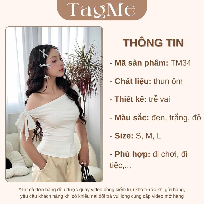 Áo Thun Trễ Vai Buộc Dây Nơ Năng Động Trẻ Trung Thời Trang Basic TM34 - Tagme 1