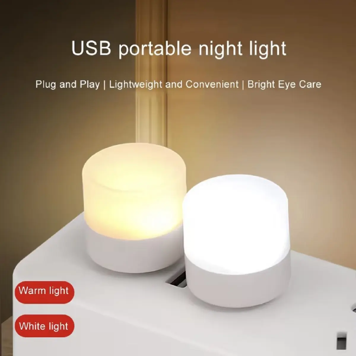 (Cổng usb) Đèn led mini Đèn ngủ nhỏ gọn Đèn đọc sách bỏ túi cổng sạc usb tiện dụng