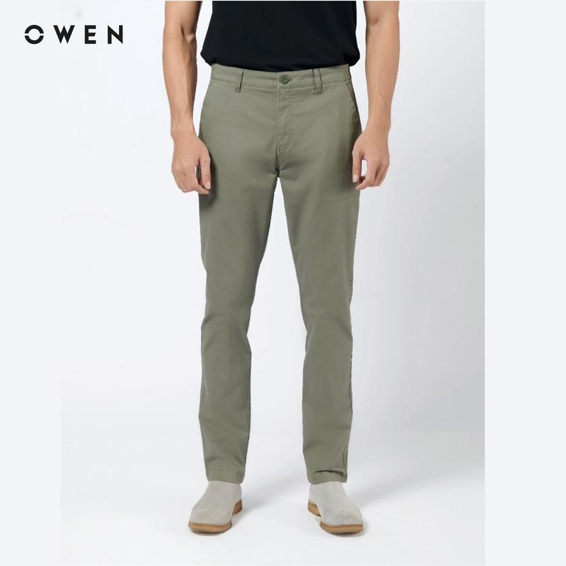OWEN - Quần kaki nam Owen dáng Slimfit màu xanh rêu nhạt 23624