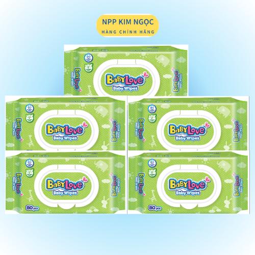 Khăn uớt trẻ em Baby Love gói 80 tờ sản phẩm của Unicharm - Kim Ngọc 0