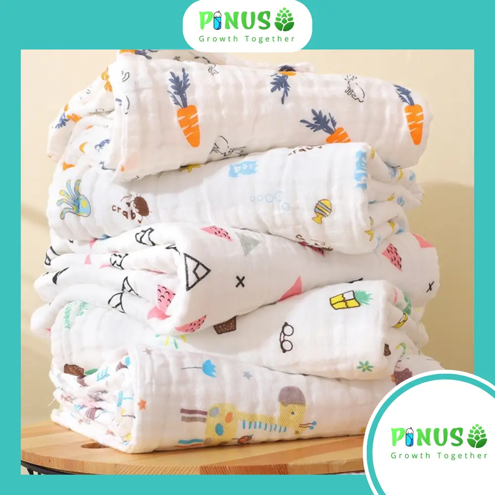 (Giá sỉ) Khăn Tắm 6 lớp xô nhăn Hàng Xuất Nhật Loại Đẹp Siêu Mềm, Khăn xô 6 lớp đa năng cho bé sơ sinh - Mẹ Bé Pinus