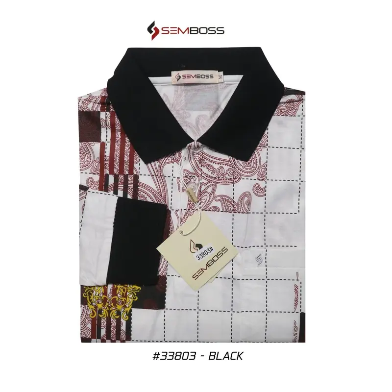 Kaos Kerah Pria Semboss Lengan Panjang Bahan Katun Adem Berkantong 33803A 1