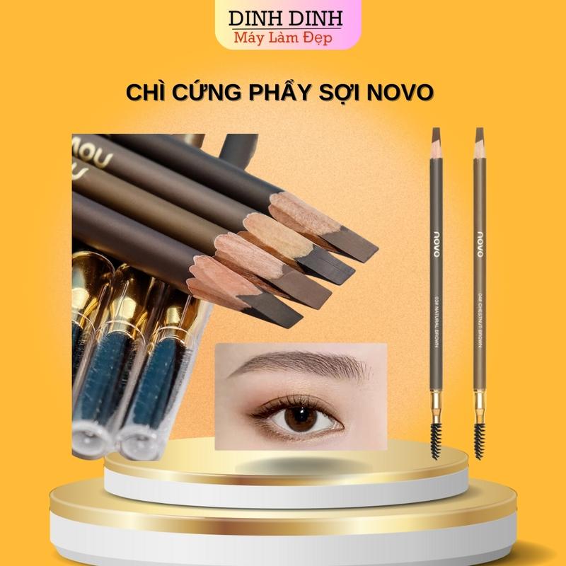 Chì Kẻ Mày Phẩy Sợi Novo, Kẻ lông mày cứng sắc nét, chống nước, lâu trôi Makeup Trang điểm