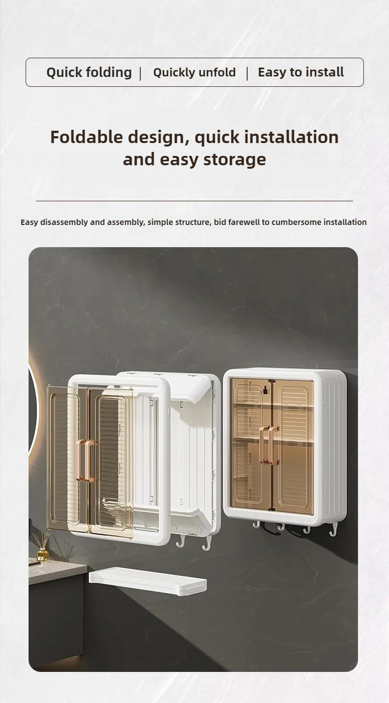 Product Introduction of Punch-Free Bathroom Storage Rack Dustproof Wall Hanging Organizer Cosmetics and Washstand Multi-Layer Shelf Wall-Mounted 10