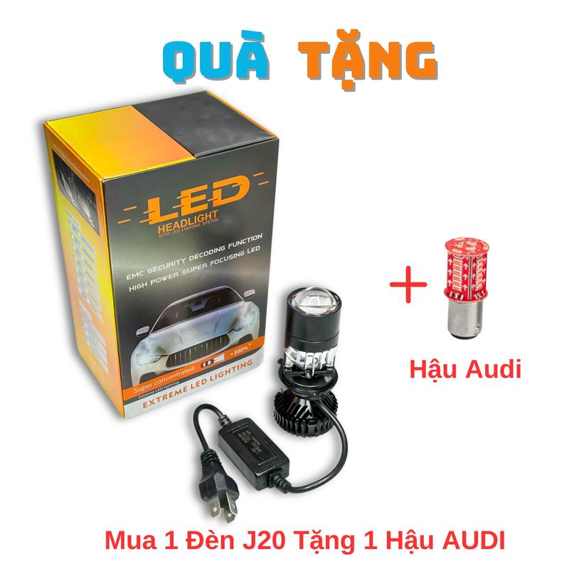 (Tặng Hậu Audi VIP) Đèn Pha LED Bi Cầu J20 Lắp Ô Tô, Xe Máy Chân H4 6000K 55W 12 24V Điện Bình, Trợ Pha Laser Chiếu Xa - Phụ Tùng