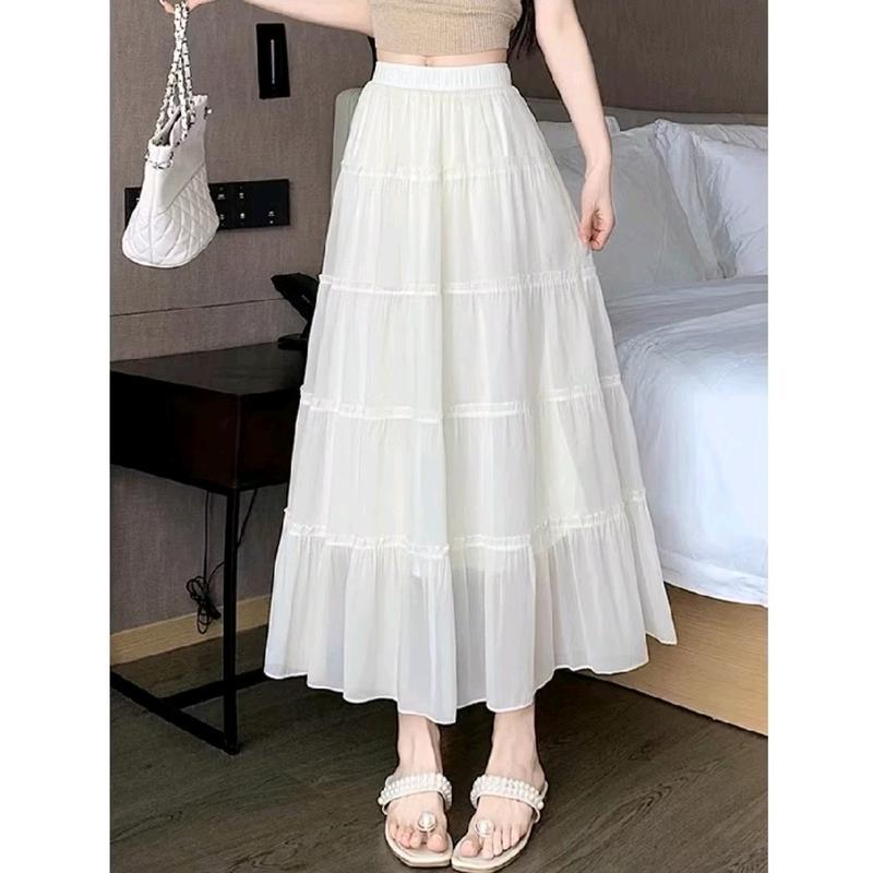 Chân Váy Nữ Dài Xòe 3 Tầng Chất Voan Có Lớp Lót Trong