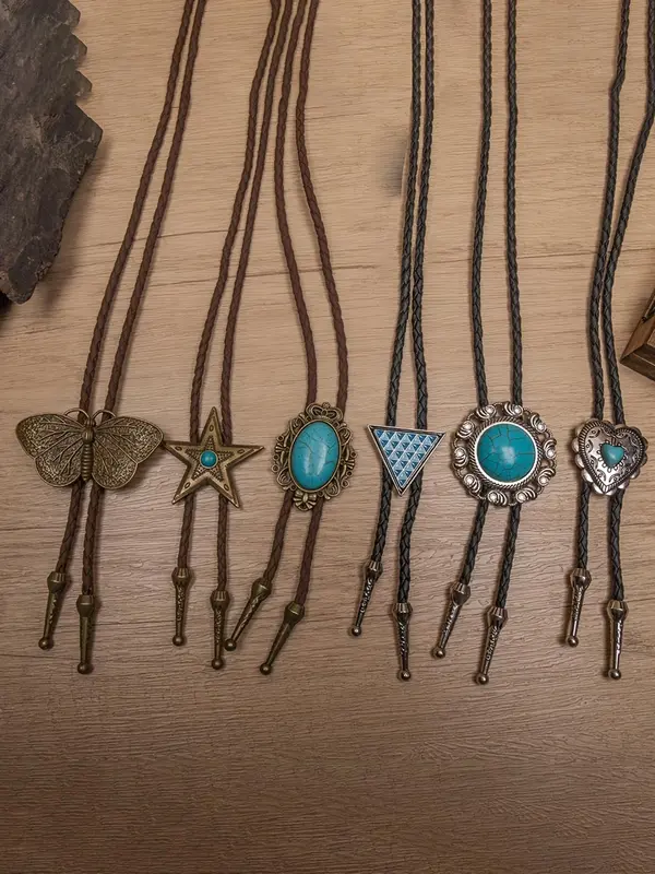 Random Style Boho Style Bolo Tie Necklace, Western Style Long Necklace for Men, Fashion Jewelry for Party, Daily Decor, Trendy All-match & Exquisite Jewelry for Birthday Gift 5