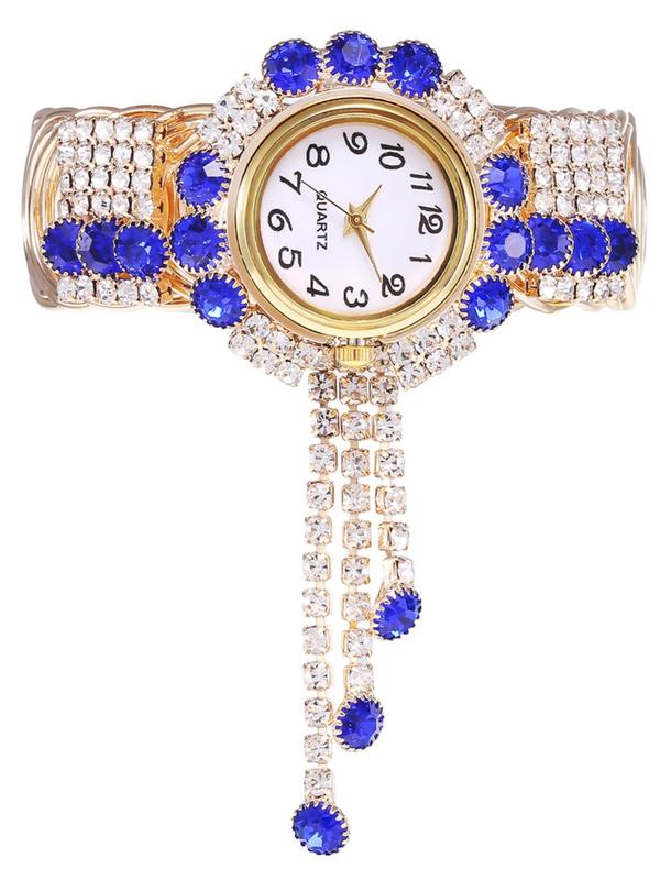 Women's Luxury Elegant Fashion Rhinestone Decorated Round Dial Analog Quartz Watch, Exquisite Trendy Wristwatch for Women & Girls, without Box 4