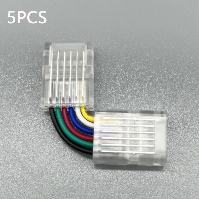 5PCS/lot 12mm 6PIN L/L1 Shape Free Soldering Wire Terminal Connector for 5IN1 RGB+CCT RGB+CW LED Strip Light 6 PIN Connector 4