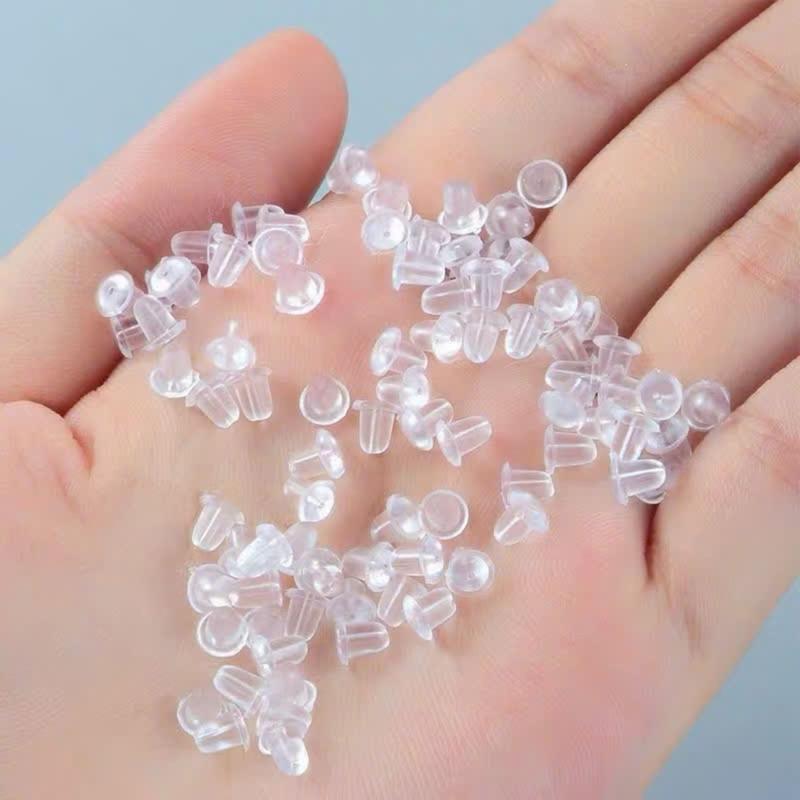 Chốt nhựa bông tai đính nút cao su silicon 4mm nút bịt khuyên tai 5