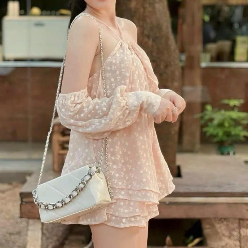 KHANHANCLOTHING - Set áo yếm trễ vai + quần vải mềm đi chơi  hàng ngày