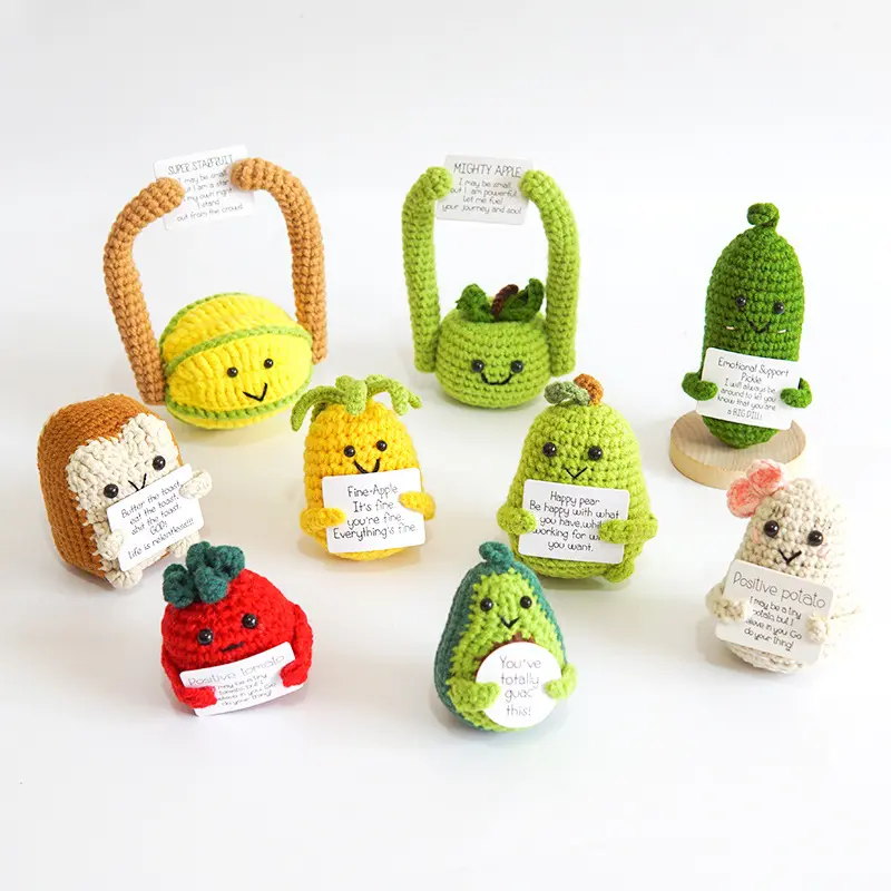 Hot selling funny expressions, potato dolls, positive energy, yarn weaving, cucumber ornaments, egg ornaments, pendants, positive cards