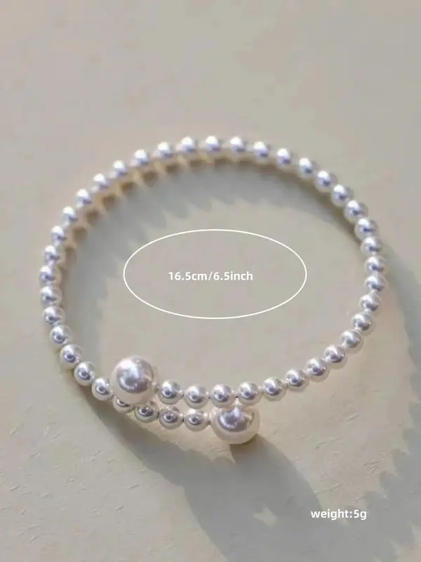 Fashionable Retro Style Bracelet, Elegant Artificial Pearl Bracelet, Open Bracelet, Women's Daily Wear Jewelry Bracelet, Perfect Gift for Daughter 1